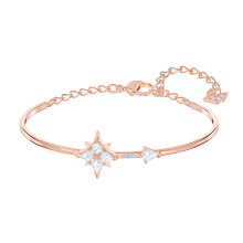European American Fashion Jewellery Silver Rose Gold Jewelry Gifts Stars and Moon Bangle Bracelets for Women